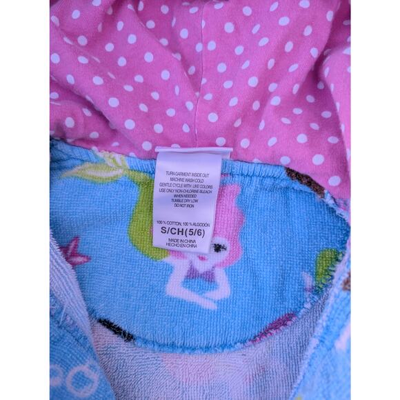 Saint Eve Girls Beach Swim Cover Up Hooded Robe size 5/6 Mermaid Blue Pink - Picture 3 of 3
